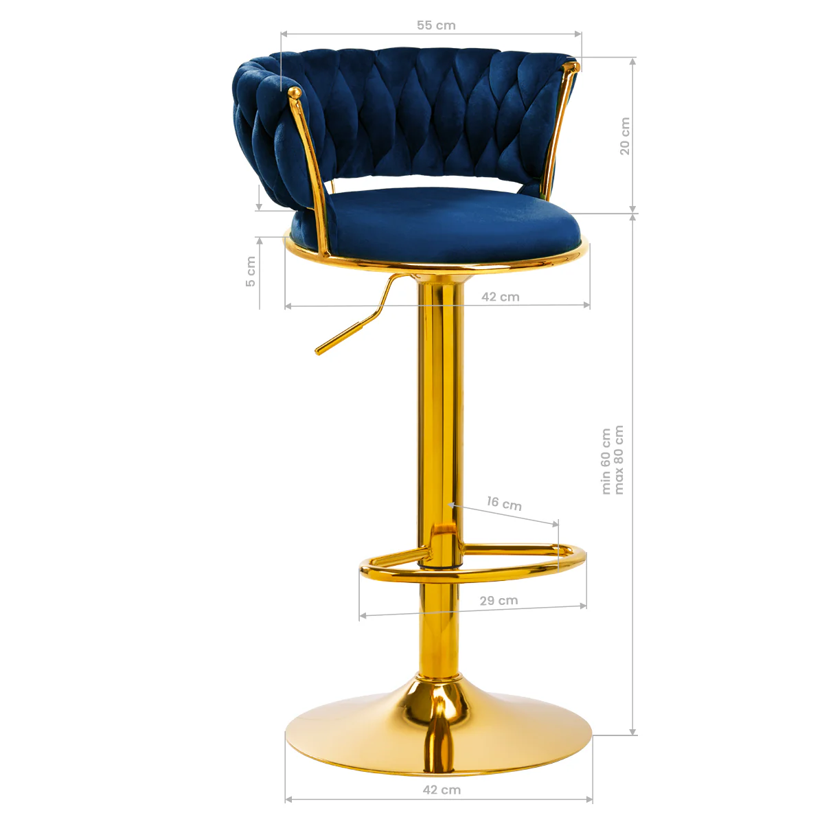 4Rico Bar Hocker QS-B313a navy velvet - Image 2