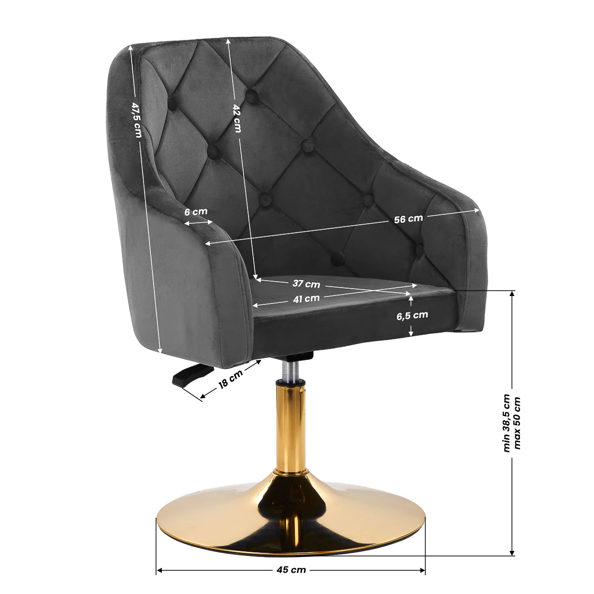 4Rico Swivel Chair QS-BL14G Grey - Image 5