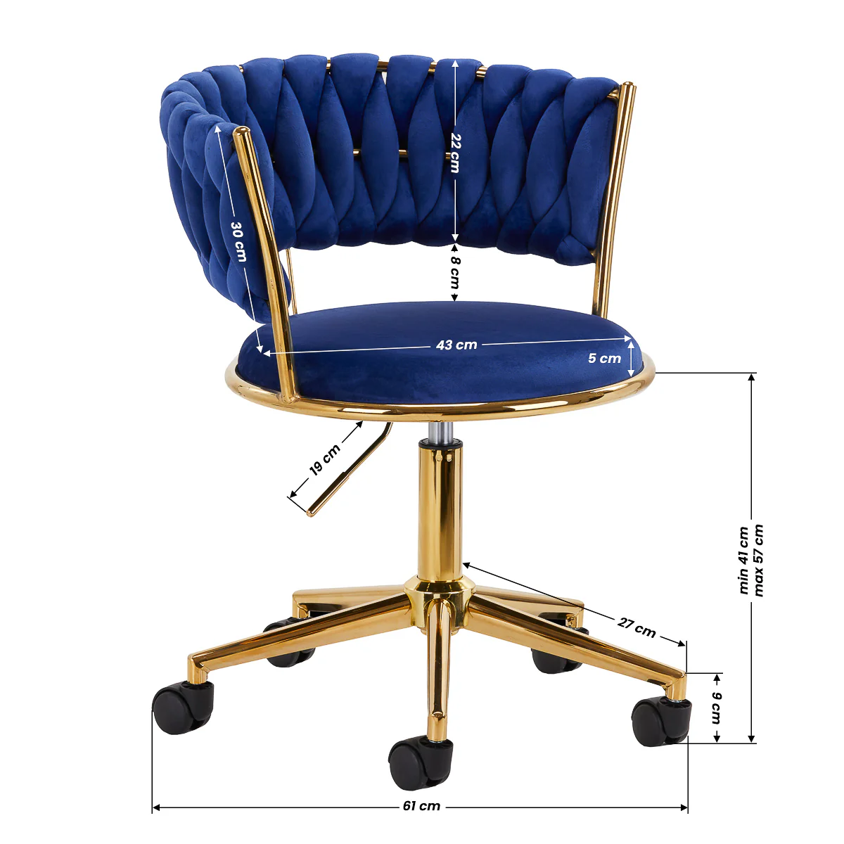 4Rico Swivel Chair QS-GW01G Navy Blue - Image 2
