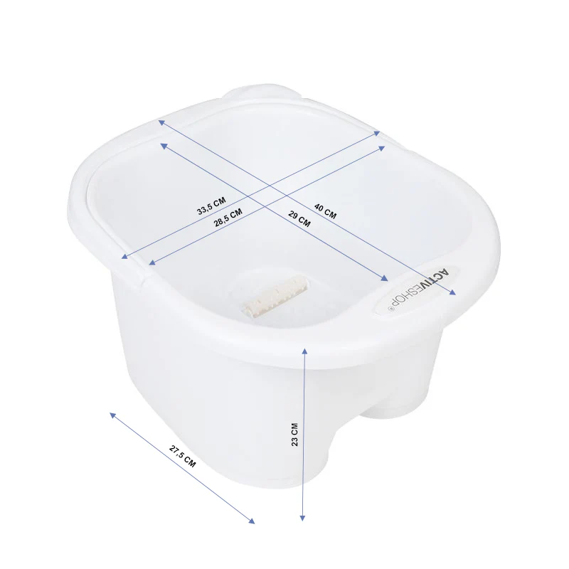 ActiveShop Plastic Pedicure Bowl with Handle & Rollers White - Image 2