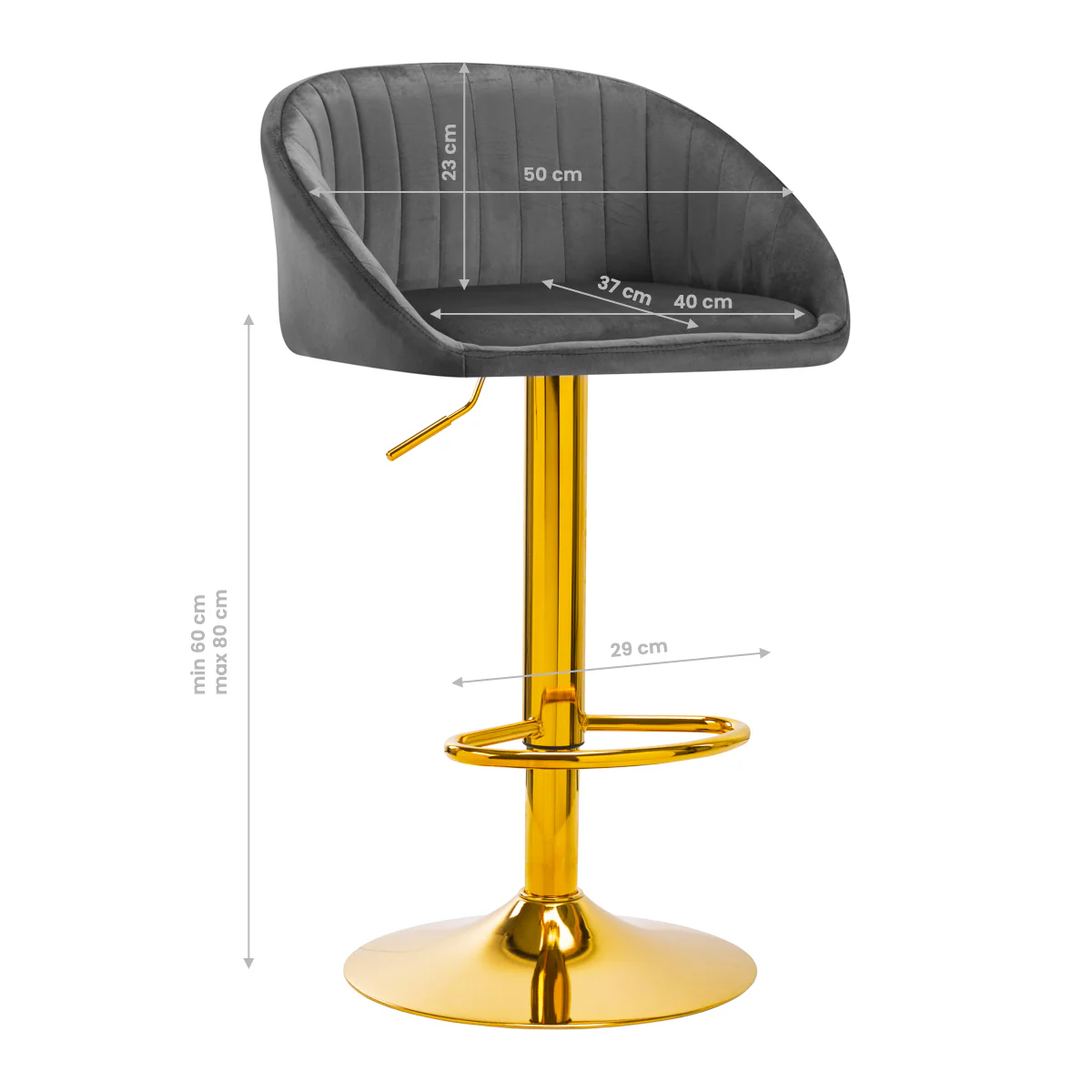 Bar stool QS-B16G VELVET GRAY - Image 2