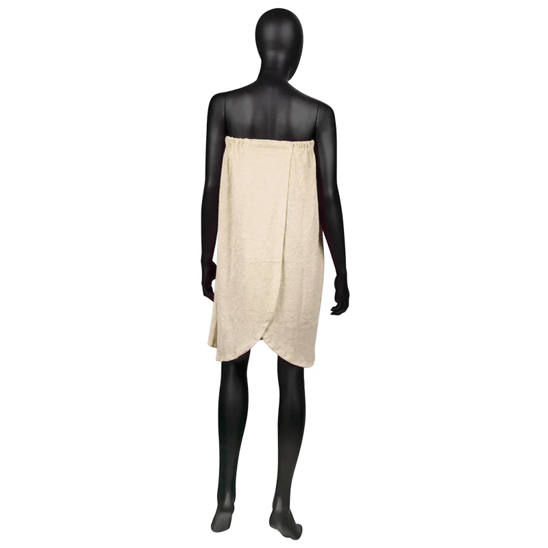 Cotton Wrap Towel Robe for Beauty Treatments Creamy - Image 2