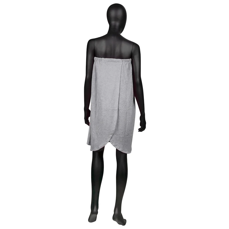 Cotton Wrap Towel Robe for Beauty Treatments Grey - Image 2