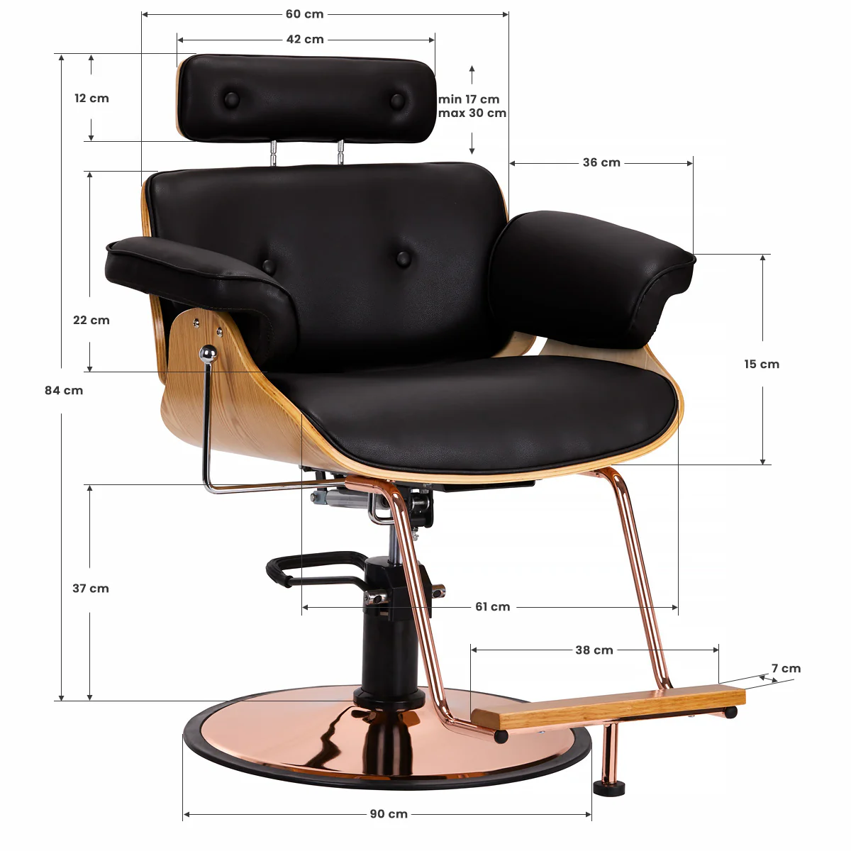 Gabbiano barber chair florence with an adjustable black headrest - Image 2