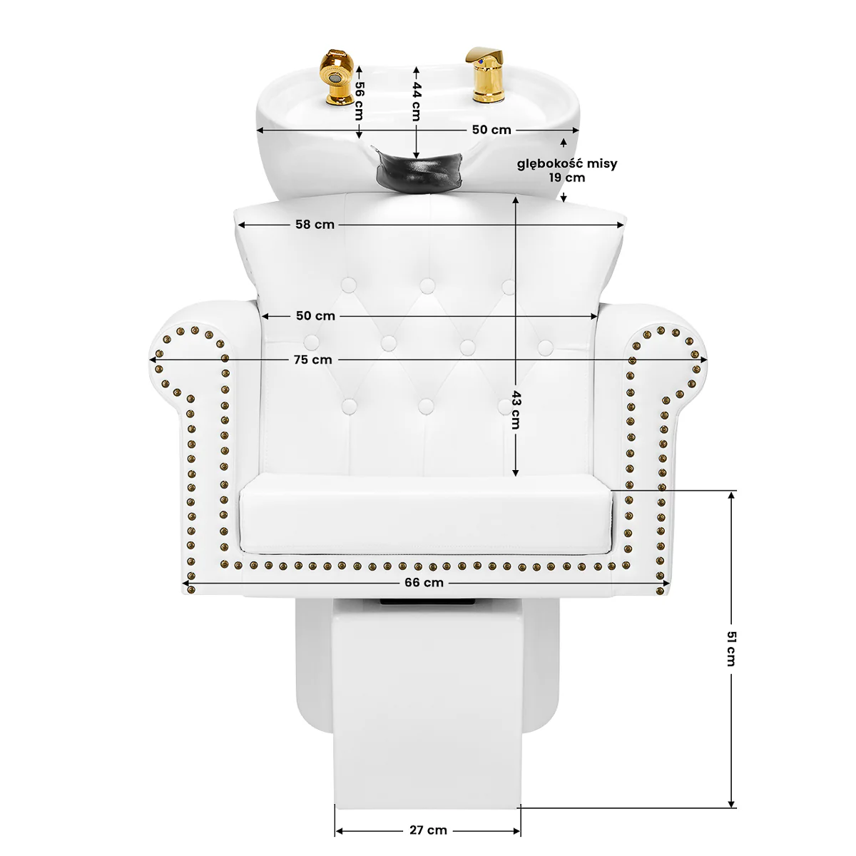 Gabbiano Hairdressing Backwash Unit Berlin Gold & White - Image 5