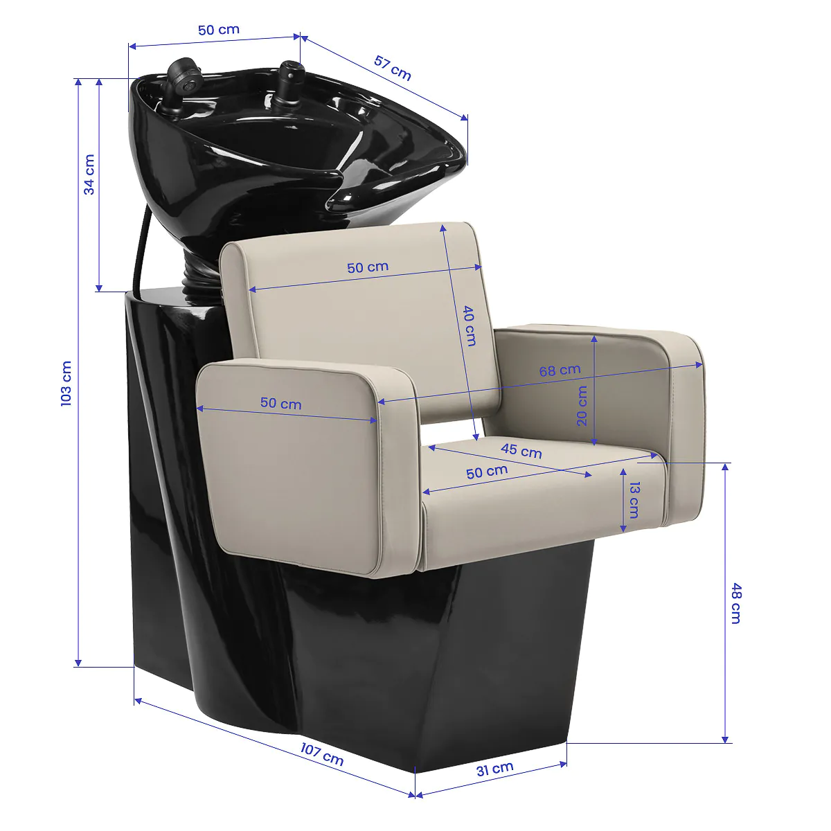 Gabbiano Hairdressing Backwash Unit Bilbao Grey Beige - Image 10