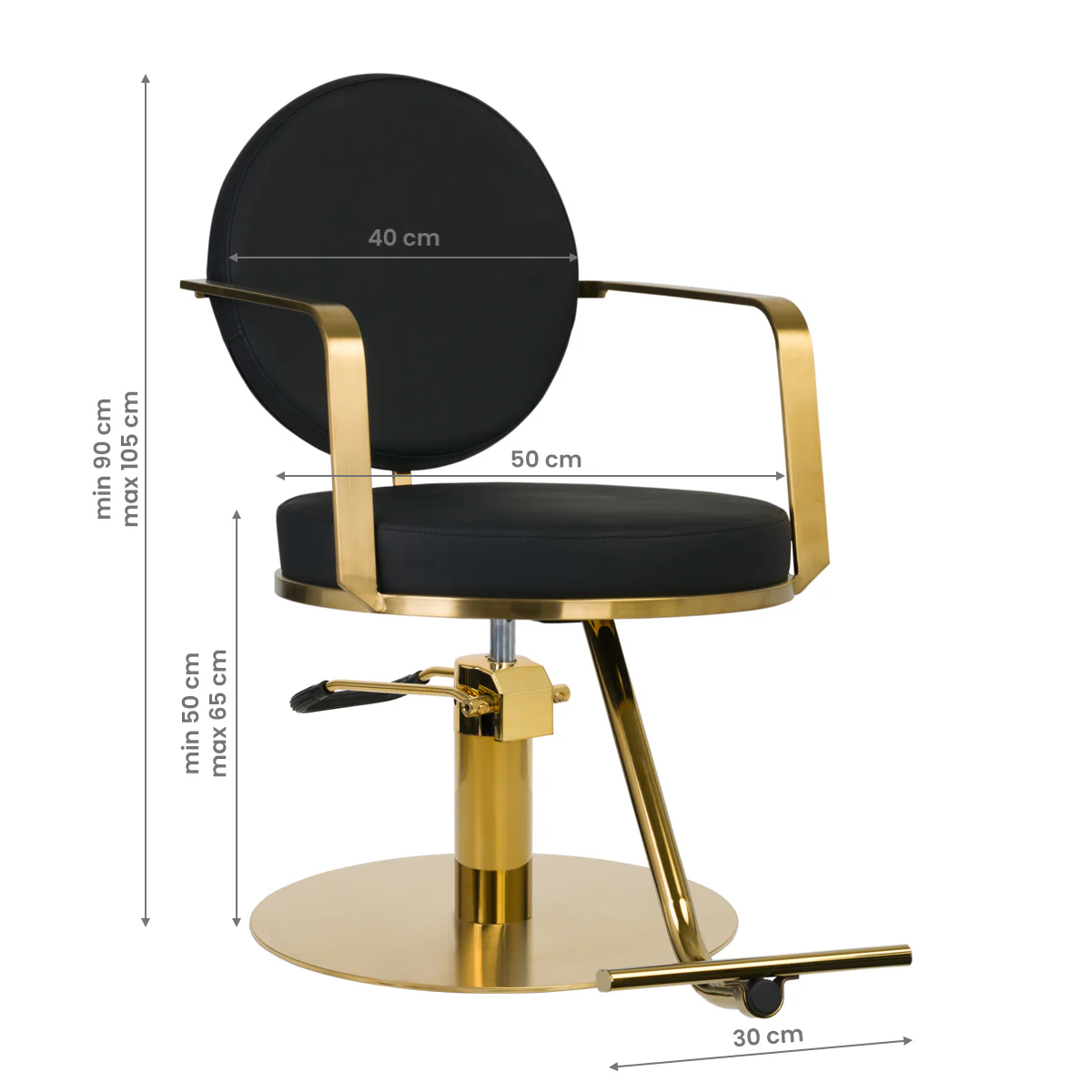 Gabbiano Hairdressing Chair Arras Black Gold - Image 4