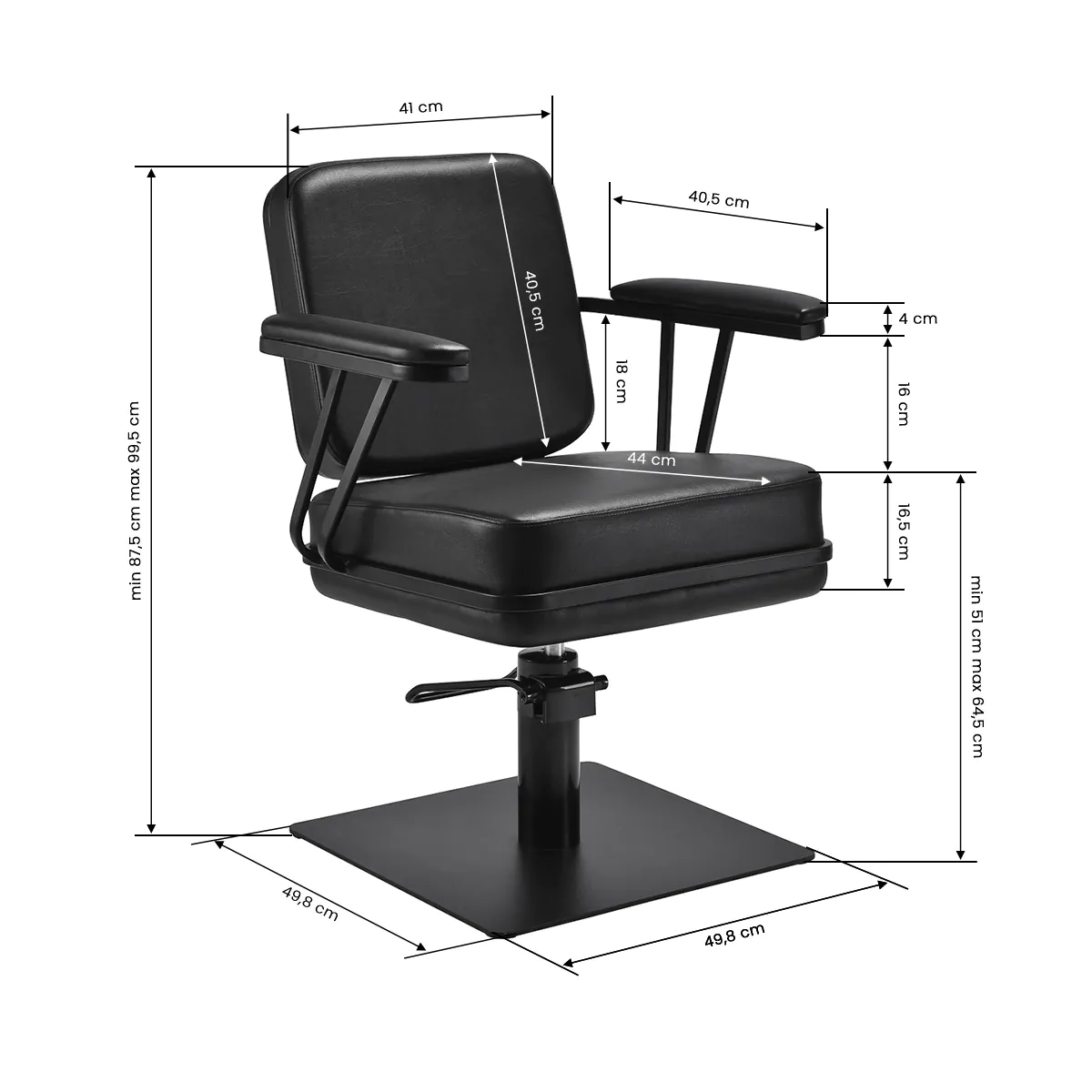 Gabbiano Hairdressing Chair Madrid Black - Image 7