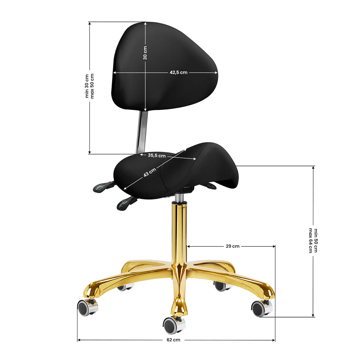 Giovanni Cosmetic Stool 1004 Gold Black - Image 5