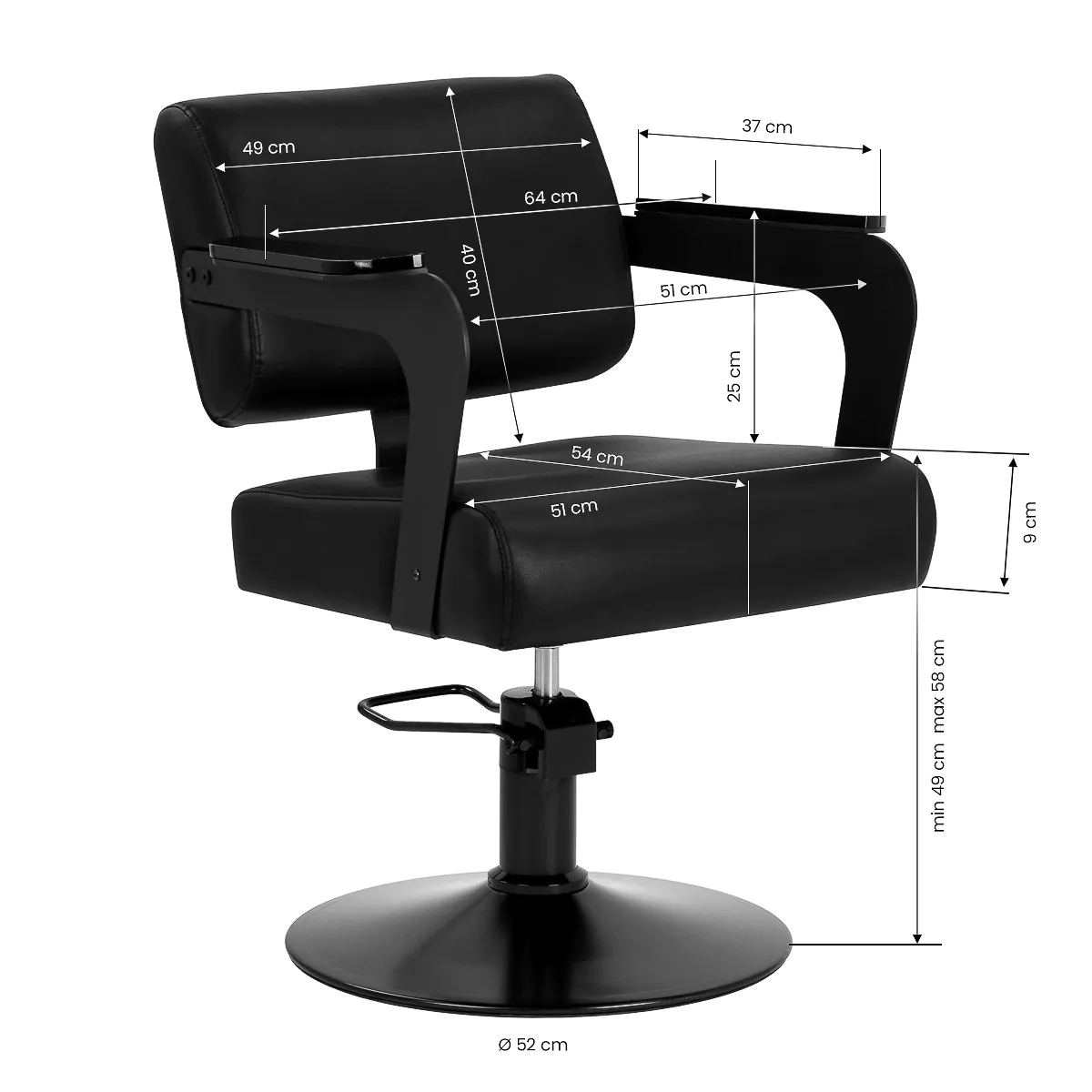 Hair System Hairdressing Chair Jet Noir Black - Image 5