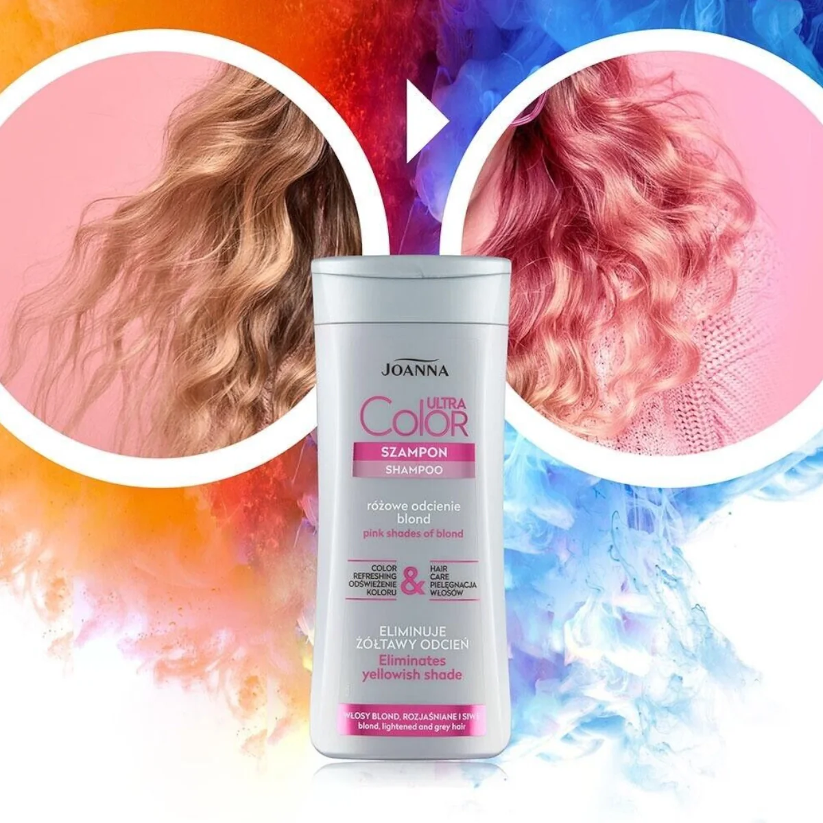 Joanna Ultra Color Pink Hair Shampoo Eliminate Yellow Shade - Image 4