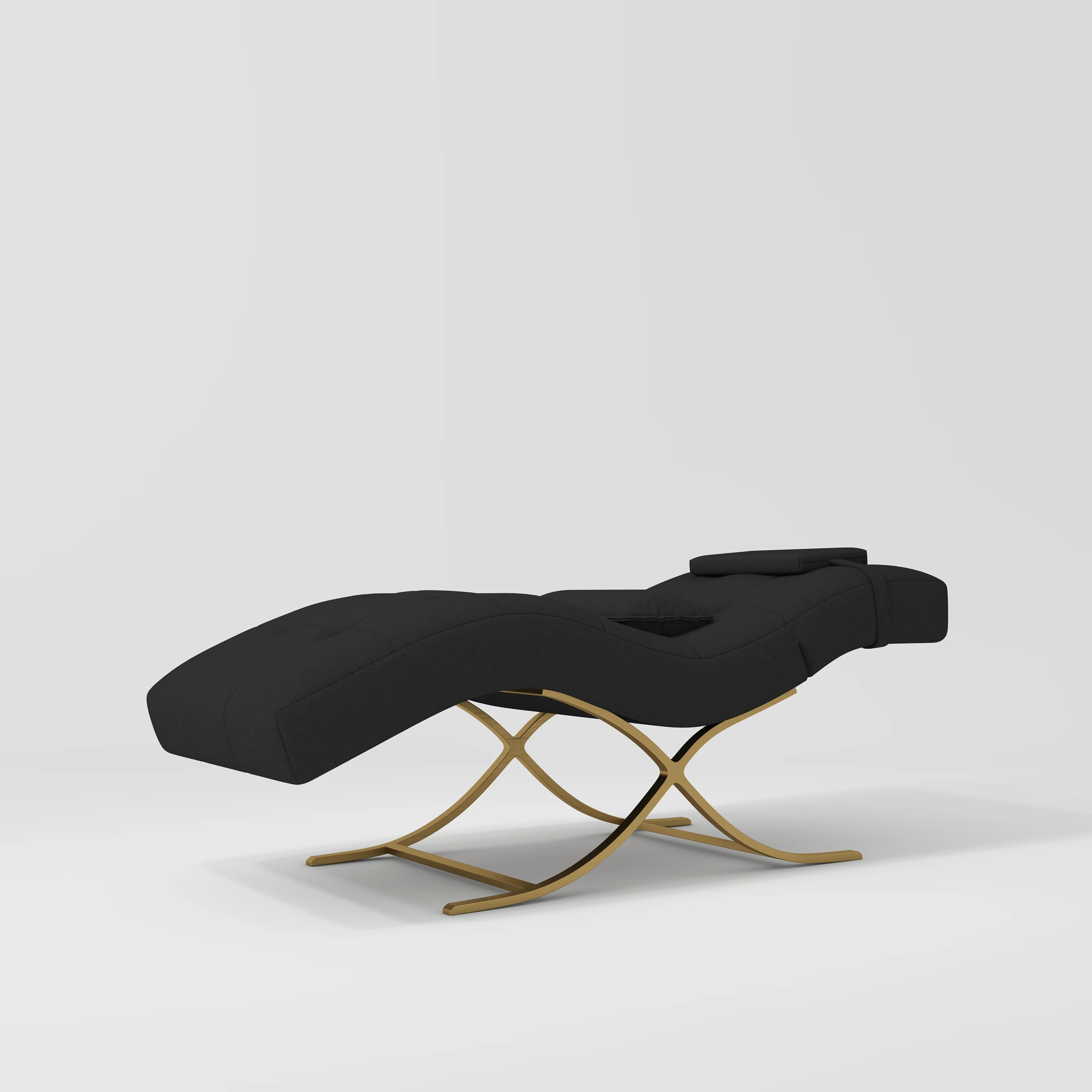 Manufakturo Elegance Lash Bed – Gold Frame & Adjustable Headrest Black - Image 2