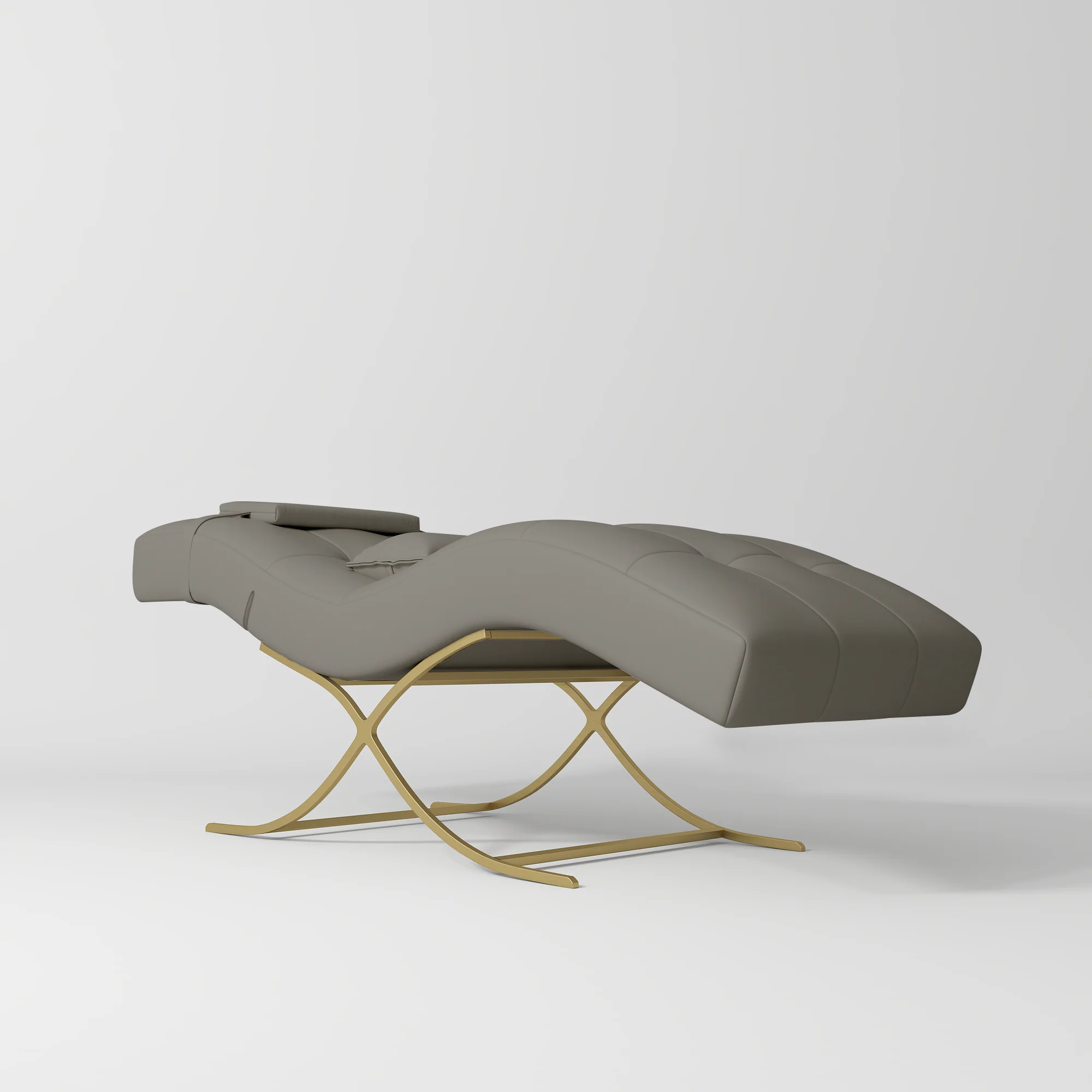Manufakturo Elegance Lash Bed – Gold Frame & Adjustable Headrest Deep Ash