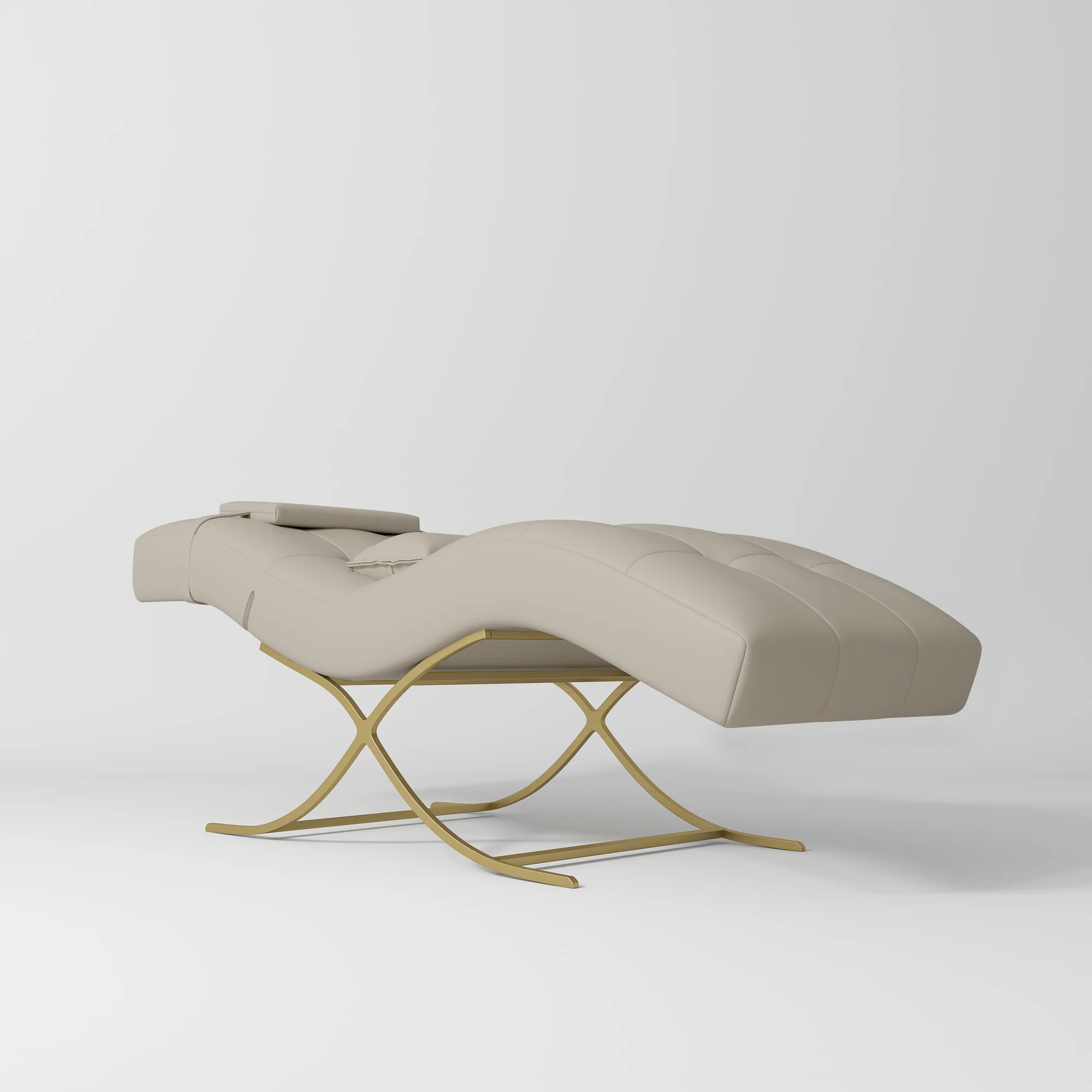 Manufakturo Elegance Lash Bed – Gold Frame & Adjustable Headrest Stone Taupe