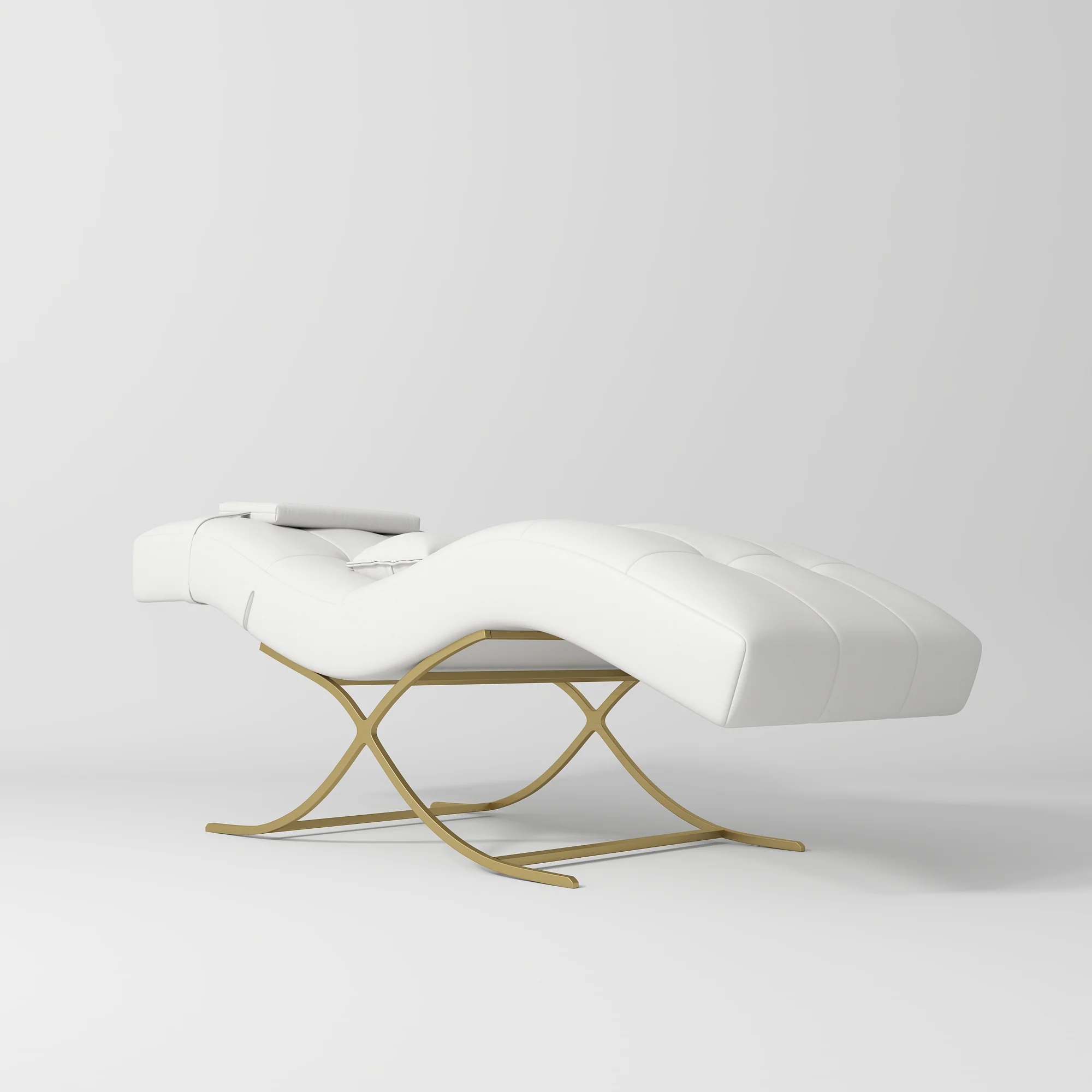 Manufakturo Elegance Lash Bed – Gold Frame & Adjustable Headrest White