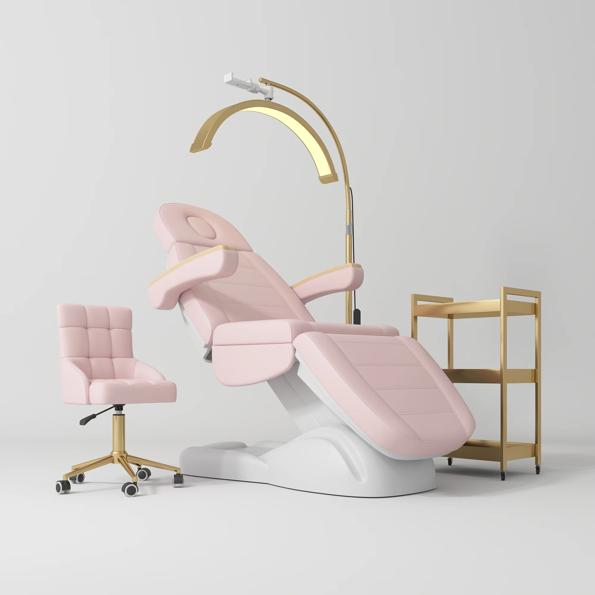 Manufakturo Grace Light Pink The Complete Salon Set - Beauty Bed, Chair, Moonlight & Trolley