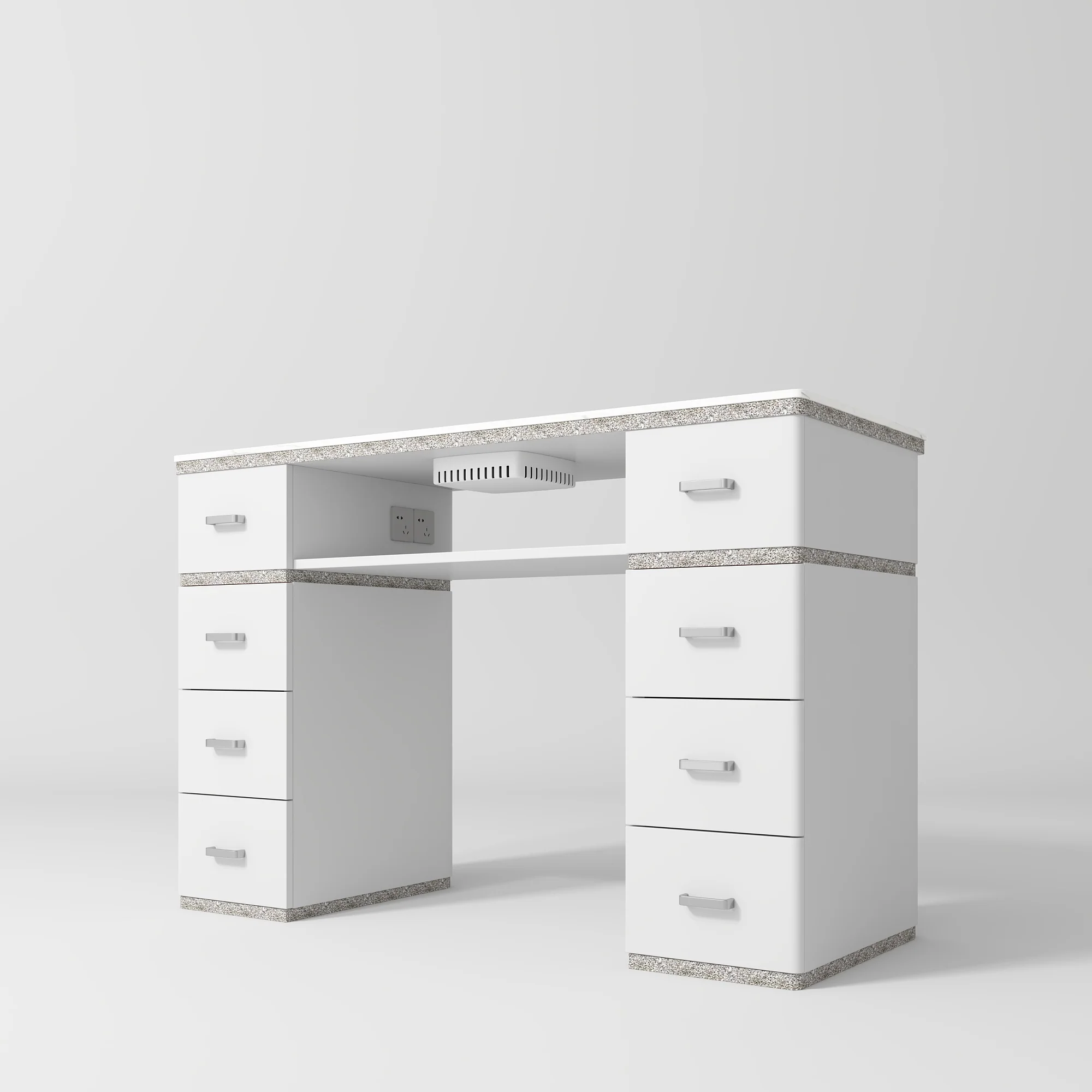 Manufakturo Manicure Crystal Touch Set  - Table with Absorber & Two Chairs White - Image 2