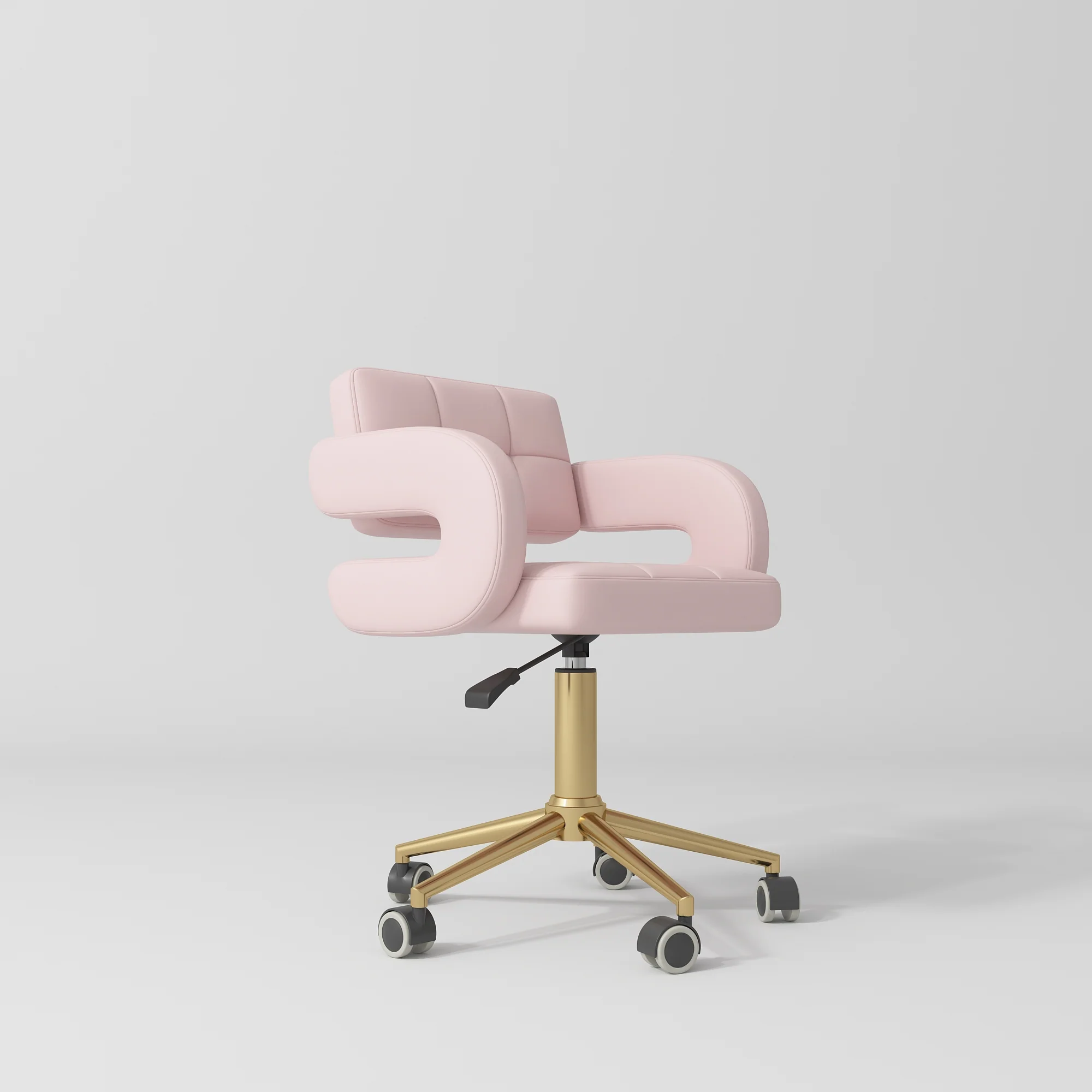 Manufakturo Serenity Salon Chair - 360-Degree Rotation Gold Base Light Pink