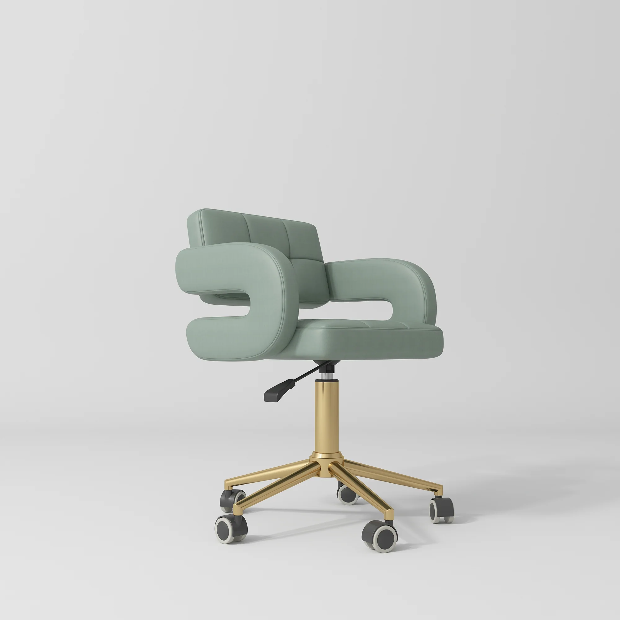 Manufakturo Serenity Salon Chair - 360-Degree Rotation Gold Base Olive