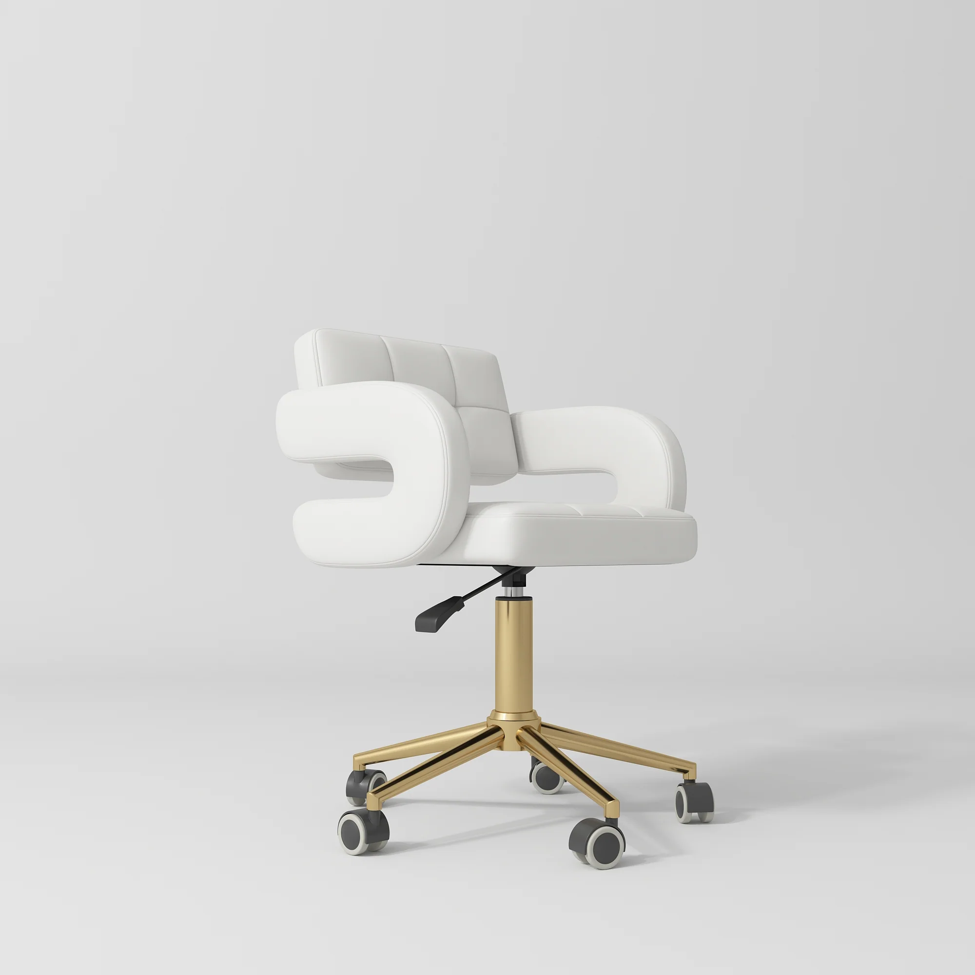 Manufakturo Serenity Salon Chair - 360-Degree Rotation Gold Base White
