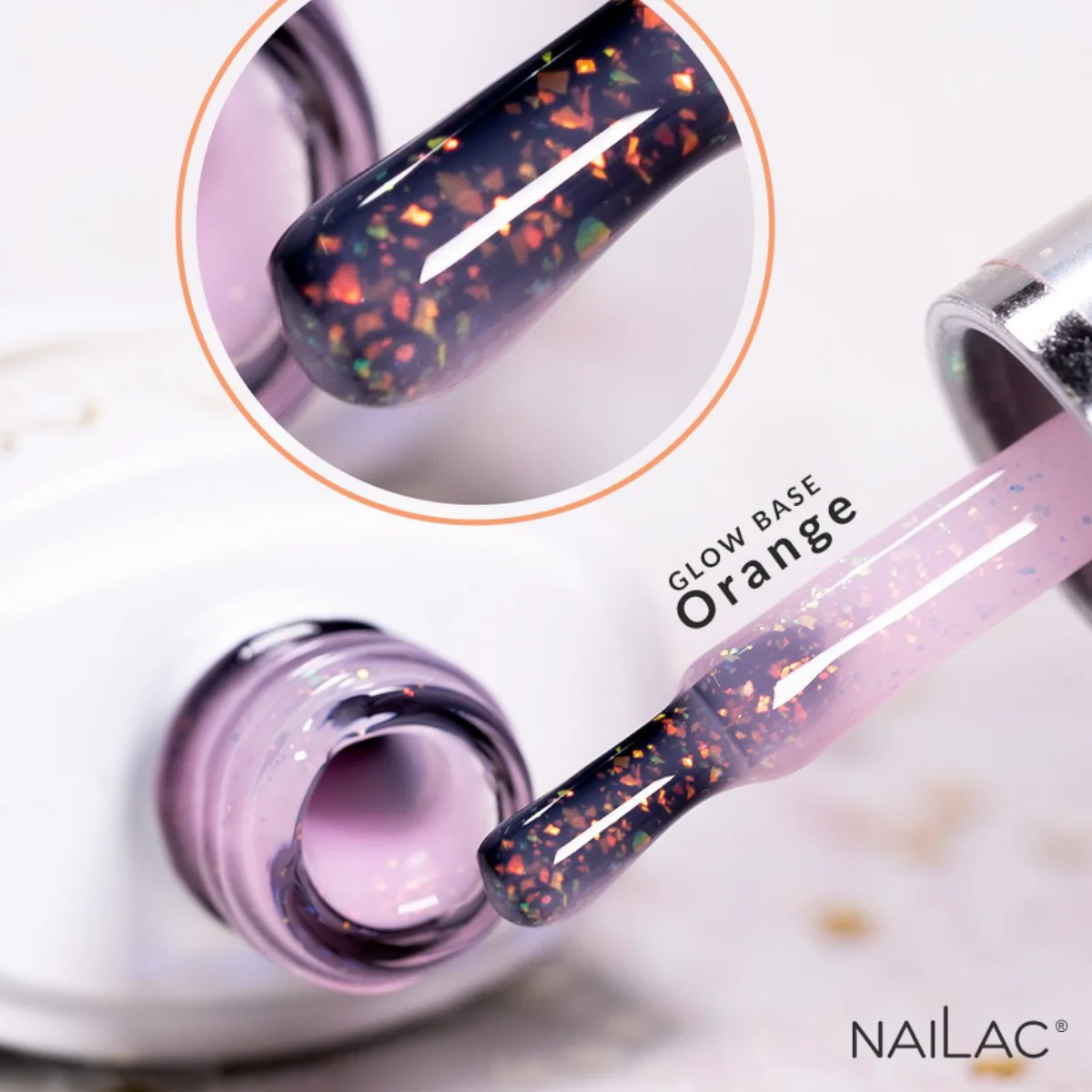 NaiLac Hybrid UV/LED Rubber Base Glow Orange - Image 6