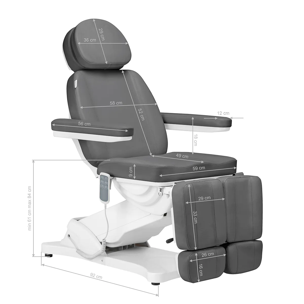 Sillon Classic Electric Salon Chair 3 Motors With Pedi Cradle Grey - Image 18
